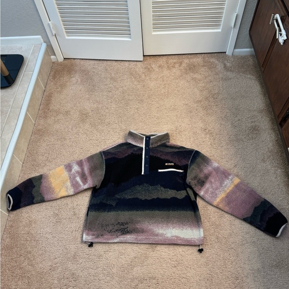 COLUMBIA HELVETIA II PRINTED CROPPED HALF SNAP FLEECE PULLOVER WOMENS, Size Larg - Picture 4 of 8
